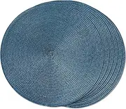 FunWheat Round Braided Placemats Set of 6 Table Mats for Dining Tables Woven Washable Non-Slip Place mats 15 inch for Summer(Blue, 6pcs)