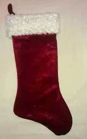 Soft Red Shimmery Stocking with Sequins