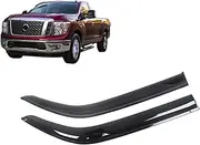 Auto Side Window Wind Deflectors Visors Black Rain Guard Door Visor Vent Shades Dark Smoke Ventvisor Compatible with Nissan Titan 2004-2021(Compatible with 04-14 Extended)