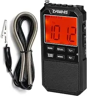 ZHIWHIS Portable Radio, AM FM Stereo SW NOAA Weather VHF Receiver with Alerts, Rechargeable DSP Pocket Radios with 9.85Ft Wire Antenna, 900mAh/396Presets/Alarm Clock/Sleep Timer for Walking ZWS-878