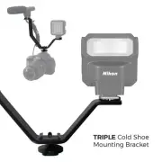 6" Photo Studio Flash Bracket Universal V-shape Triple 3 Cold Shoe Mounting