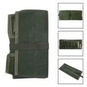 Compact and Portable Canvas Spanner Wrench Tool Roll Up Bag 10 Pockets Green
