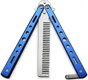 TRUEGOOD Butterfly Knife Trainer - Practice Butterfly Comb Trainer with Unsharpened Blade, Metal Steel Practice Training Knife