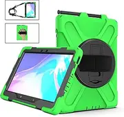Jarttarn Case for Galaxy Tab Active Pro 10.1 inch SM-T540/T545/T547,Kickstand with 360 Degree Rotatable 3 Layer Hybrid Heavy Duty Shockproof Hand Strap Shoulder Strap Design (Green)