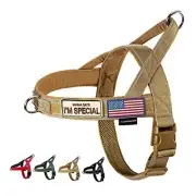 No Pull Dog Harness with Soft Padded Handle,Reflective Strip Escape L Brown