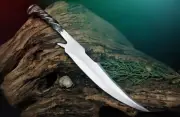 Hand-Forged Steel Railroad Spike Knife with Twisted Handle With Long Blade