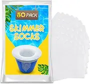 50 Pack Pool Filter Socks for Pool Skimmer, Pool Skimmer Socks for Inground Pool Or Above Ground Pool Filter, Ultra Fine Mesh Screen Liner Skimmer Basket Sock Scum Sock Saver, Debris Leaves Catcher