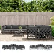 Outdoor Lounge Set 9 Piece Patio Sectional Sofa Set with Cushions Steel vidaXL