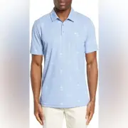 TravisMathew Loose Screws Palm & Parrot Polo in Heather Allure XL