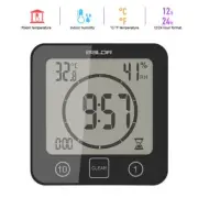 Bathroom Shower Timer Wall Clock Digital LCD Thermometer Hygrometer Waterproof