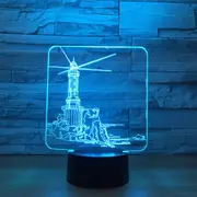 Lighthouse Shape 3D Colorful LED Vision Light Table Lamp, Charging Touch Version