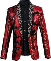 [Zylphorix] Mens Sequin Suit Jacket Wedding Tuxedo Sequin Blazer Jacket Party Festival Tuxedo Sport Coat