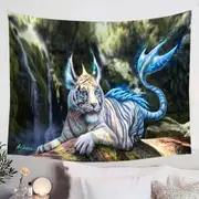 Fantasy Art White Nero Tiger Tapestry
