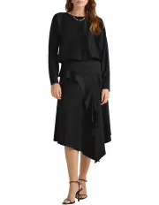 [David Lawrence] Hattie Satin Blouse in Black