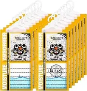 ZSZMFH 15 Pack Moisture Absorber & Max Odor Eliminator Hanging Bag, Charcoal Smell Remove Damp Musty Smell,Hanging Closet Dehumidifier Bags with 25g of Activated Charcoal (220g/pack)