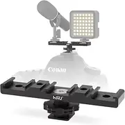 HSU Cold Shoe Mount Bracket, Triple-Head Hot Shoe Mount, 1/4 Screw Port, Aluminum Cold Shoe Plate Adapter with Cable Slot Bayonet for Microphone, Led Video Light, Monitor