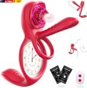 Vibrating Penis Ring with Clitoral Stimulation, 4 in 1 Pink Sex Toys, Erotic Toy