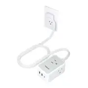 Small Flat Plug Power Strip, Ultra Thin Extension Cord with 3 USB 5 FT Gray