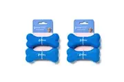 4PK Gummi Dog Puppy Tennis Bones Soft Plush Toy Squeaker Throw Fetch Small Blue