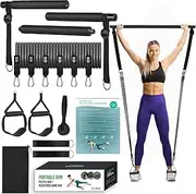 Pilates Bar Kit, Fitness Bands for Yoga, Adjustable Smart Workout Bar, Resistance Bands, Strength Training, Fitness Equipment with 6 Pilates Resistance Bands