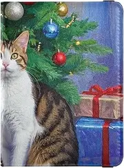 [Amooorous] Cartoon Cute Merry Christmas Cat Leather decorative waterproof passport holder Wallet Combo Passport Cover Holder Wallet Case Lightweight, Cartoon cute Merry Christmas cat, 1 size