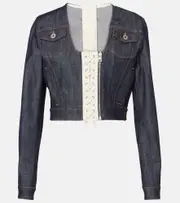 [Jean Paul Gaultier] Jean Paul Gaultier Lace-up cropped denim jacket AU 14 blue