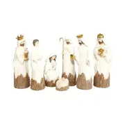 Dicksons Creamy White Nativity 8 x 2.5 Resin Decorative Tabletop Figurine Set