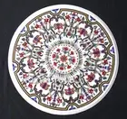 Natural Gemstone Inlay Work Bed Side Table Top Round White Marble Coffee Table