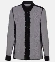 [Nili Lotan] Nili Lotan Kris ruffled sheer silk shirt AU 10 black