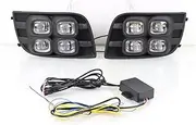 Fog Light 12V Car LED DRL Daylights For Sequoia 2007-2014 2015 2016 2017 Yellow Turn Signal Daytime Running Light 12v Auto Foglamp