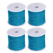 4 Rolls Nylon Beading Thread Knotting Cord 0.8mm 50 Yard Satin String, Lake Blue