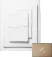 BIOWEAVES 100% Organic Cotton Percale Weave Sheets Full – Crisp, Soft & Naturally Cooling, 300 Thread Count GOTS Certified Full Size Sheet Sets with 17” Deep Pocket – 4 Piece Set, White