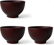 J-Kitchens Miso Soup Bowl, Wooden, Modern Yamato, Dark Brown, Set of 3, 4.3 x 2.7 inches (11 x 6.8 cm), Current Model