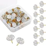 50Pcs Push Pins, Shiny Diamond Push Pins Glitter Rhinestone Decorative Thumb Tacks for Photo Wall Cork Board Bulletin Board Women Girls Desk Accessories (Clear)