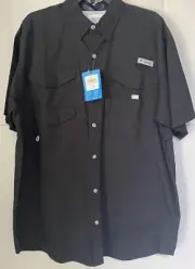 COLUMBIA PFG mens Bonehead fight club vented short sleeve fishing shirt black S