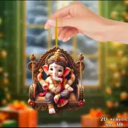 Double Side 2D Acrylic Car Hanging, God Ganesh