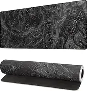Topographic Contour Extended Big Mouse Pad Large,Gaming Mouse Pad Desk Pad,27.6x11.8 Inch Long Computer Keyboard Mouse Mat Mousepad with 3mm Non-Slip Base and Stitched Edge for Gaming and Office