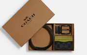 ❤️ NWT COACH Boxed Card Case And Belt Gift Set In Colorblock Signature Canvas