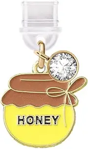 ELISE & FONDA TP652 Type-C Charging Port Anti Dust Plug Little Honey Pot Cell Phone Charm for iPhone 15/16/Samsung/OnePlus/Xiaomi/oppo Android Phones (Yellow), approx. 2.1 cm (L) x 0.2 cm (D) x 2.2 cm
