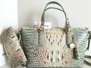 ⚘Brahmin Mini Asher Satchel Aquarelle Ombre Leather Crossbody Bag+Wallet NWT*HTF