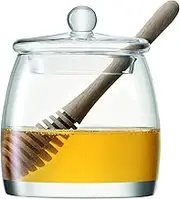 LSA International SZ35 Serve Honey Pot and Oak Dipper H12.5 cm Clear