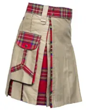 Stylish Scottish Fashion Utility Hybrid Kilts For Men Khaki Color