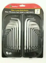 HEX KEY SET LONG METRIC + AF COMBO AMPRO TRADE QUALITY TOOLS WRENCH Special