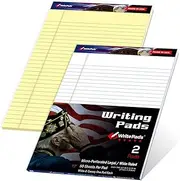 KAISA Legal Pads Letter Size Wide Ruled Writing Pad, 8.5x11 Legal Pad Note Pads 50 Sheets Ruled Paper Notepads 50 Sheet, Veteran 2 Pads(white yellow legal pads) BK-3098
