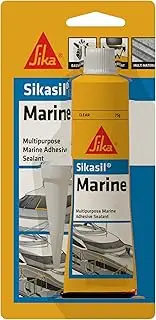 Sika Sikasil Silicone Multipurpose Marine Adhesive Sealant Tube 75 g, Clear