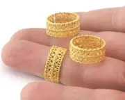 Band Filigree Textured Adjustable Ring Matte Gold plated Brass 5.5-8US 3955