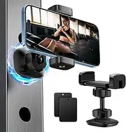 gliship Gym Magnetic Phone Holder, Portable Magnetic Phone Holder Phone Mount Gym Essentials Accessories, 360° Adjustable Dual Ballhead Rotatable for Smartphones 4.7-7" with 2 Magnet Plates