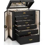 AKOZLIN Jewelry Box Organizer Functional Leather Jewelry Storage Case for Wom...