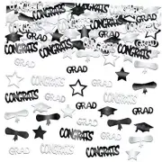 , Black and Silver Graduation Confetti 2024 - Pack of 1300 | Silver and Black