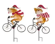bulk 4 Xmas Metal Dog On Bike W Stake 55x90cm